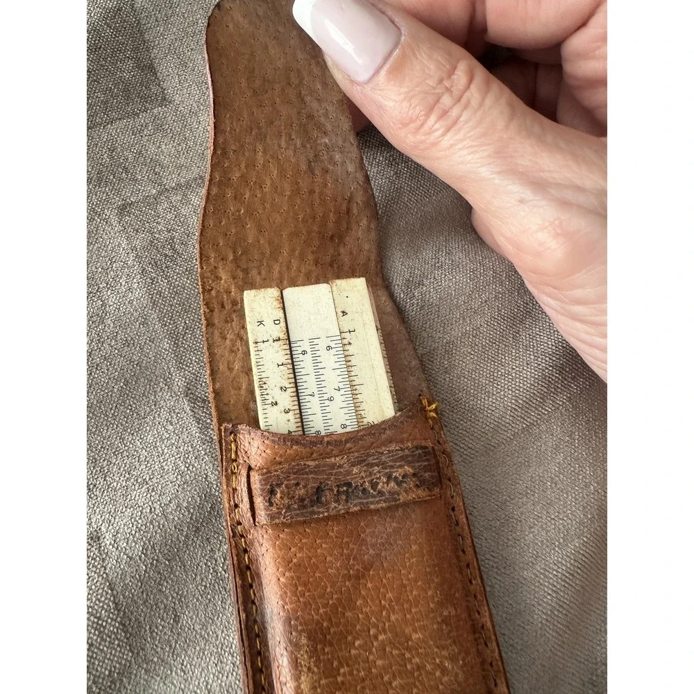 Vintage Sun Hemmi No.34RK Bamboo Engineering Slide Rule Japan Leather‎ Case